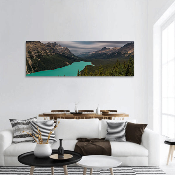 View over Peyto Lake, Banff National Park Canada panoramic canvas wall art
