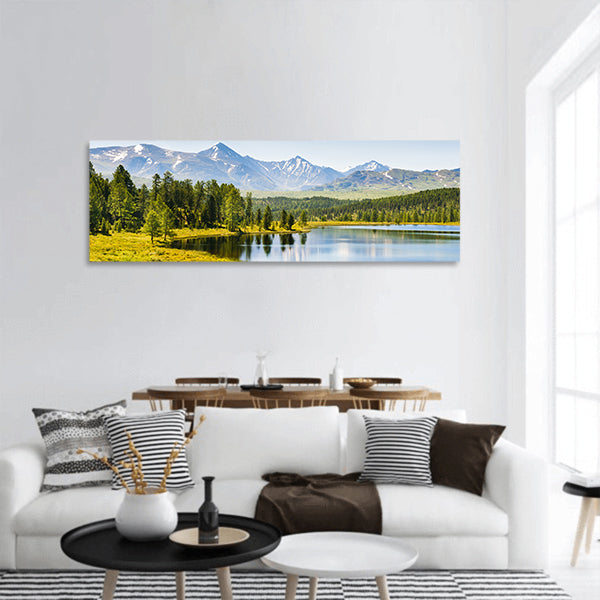 Lake in the mountains Altai Republic, Siberia, Russia panoramic canvas wall art