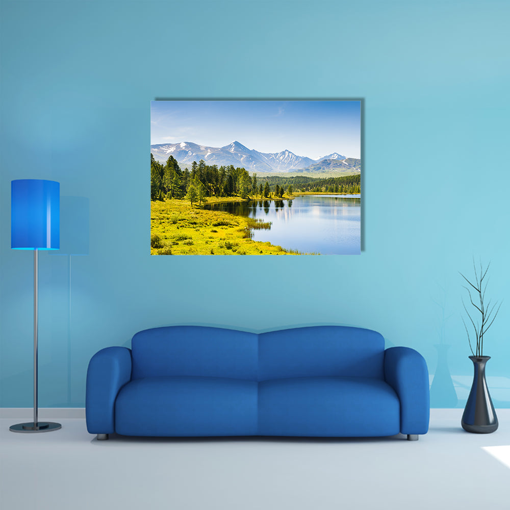 Beautiful lake in the mountains in the Altai multi panel canvas wall art