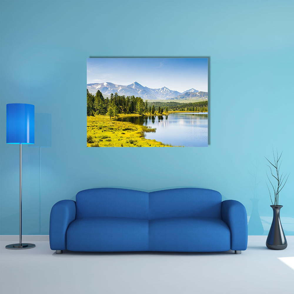 A Beautiful lake in the mountains, in the Altai Republic, Siberia, Russia Multi Panel Canvas Wall Art