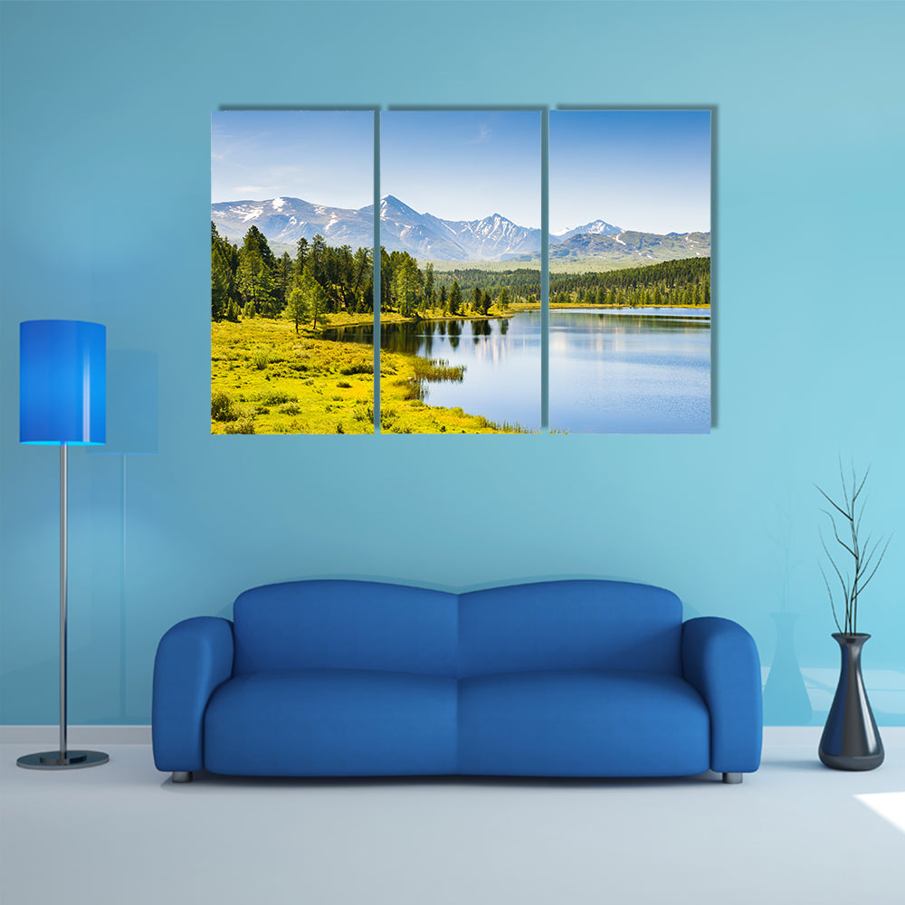 Beautiful lake in the mountains in the Altai multi panel canvas wall art