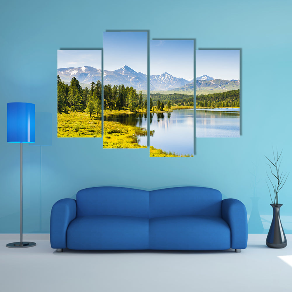 Beautiful lake in the mountains in the Altai multi panel canvas wall art