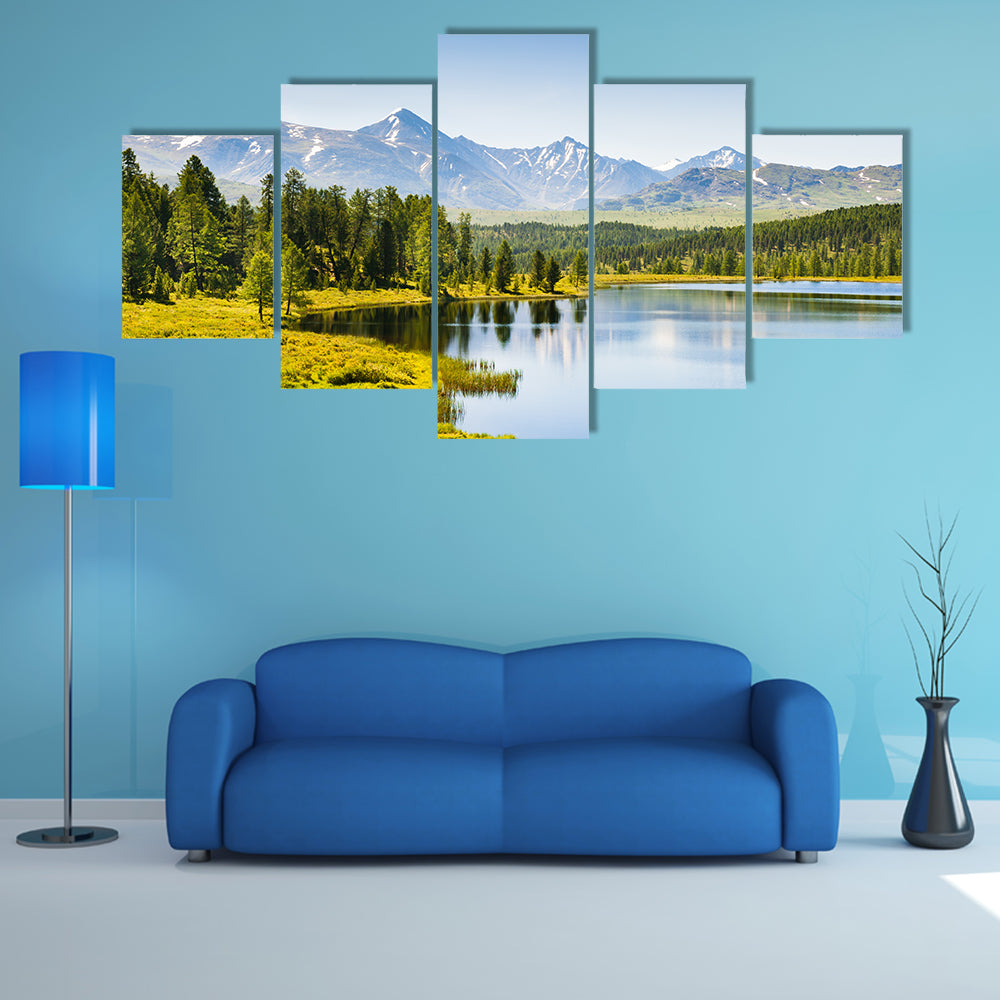 A Beautiful lake in the mountains, in the Altai Republic, Siberia, Russia Multi Panel Canvas Wall Art