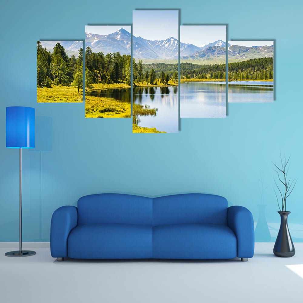 Beautiful lake in the mountains in the Altai multi panel canvas wall art