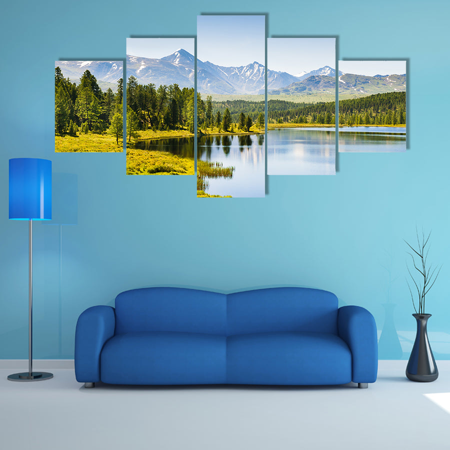 A Beautiful lake in the mountains, in the Altai Republic, Siberia, Russia Multi Panel Canvas Wall Art