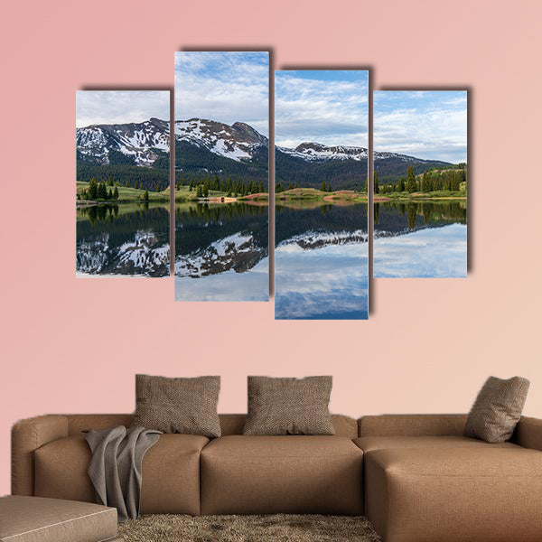 Colorado Mountain Lake Sunrise Reflection multi panel canvas wall art