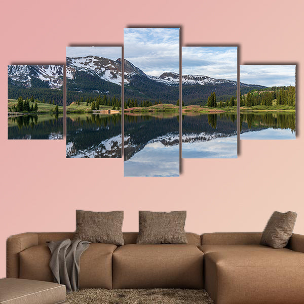 Colorado Mountain Lake Sunrise Reflection multi panel canvas wall art
