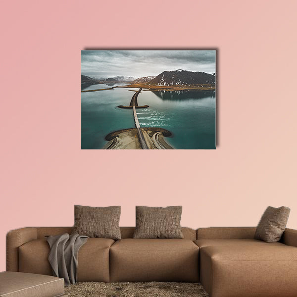 The aerial view of road 1 in Iceland multi panel canvas wall art