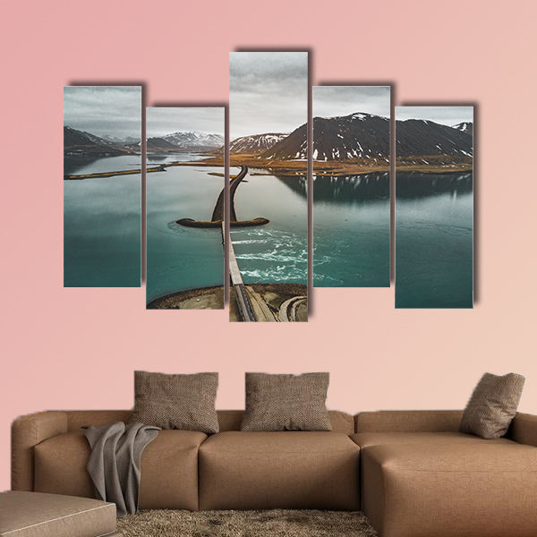 The aerial view of road 1 in Iceland multi panel canvas wall art