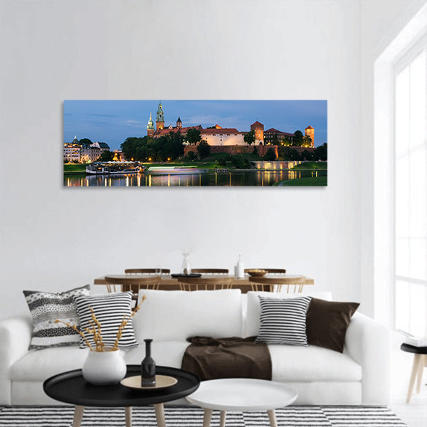 Royal Castle and Cathedral Basilica in Krakow, Poland panoramic canvas wall art