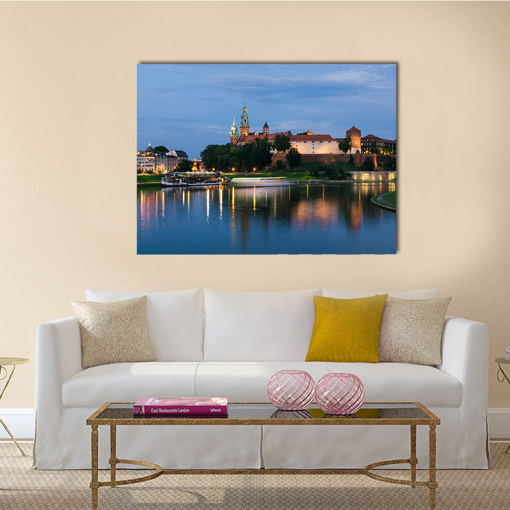 Krakow, Poland, The Wawel Royal Castle and Cathedral Basilica in Krakow Multi panel Canvas Wall Art