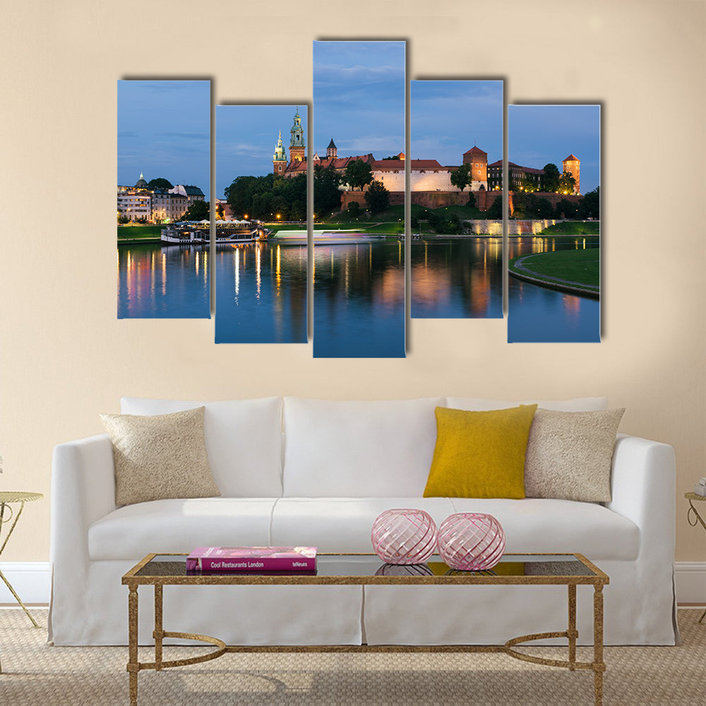 Krakow, Poland, The Wawel Royal Castle and Cathedral Basilica in Krakow Multi panel Canvas Wall Art