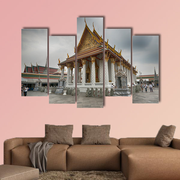The courtyard of Wat Arun temple in Bangkok, Thailand multi panel canvas wall art