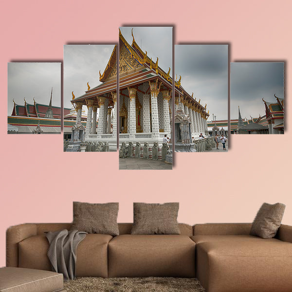 The courtyard of Wat Arun temple in Bangkok, Thailand multi panel canvas wall art