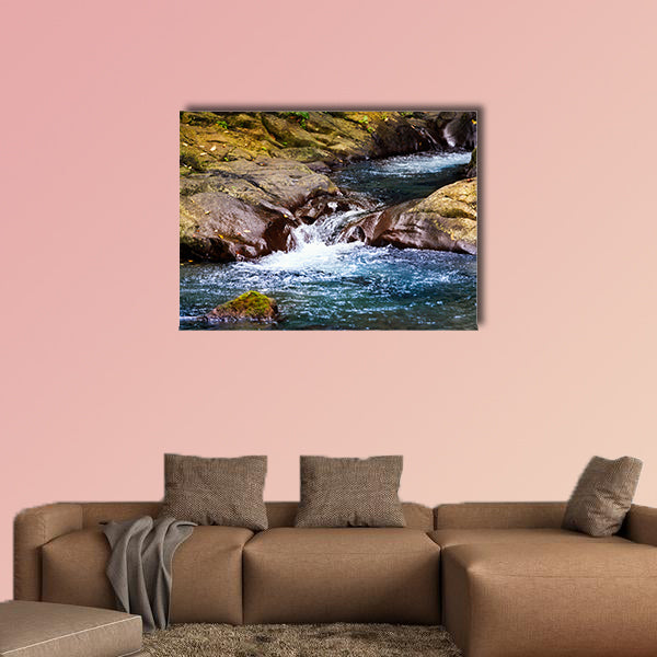 Stream in rain forest with little Waterfalls multi panel canvas wall art multi panel canvas wall art