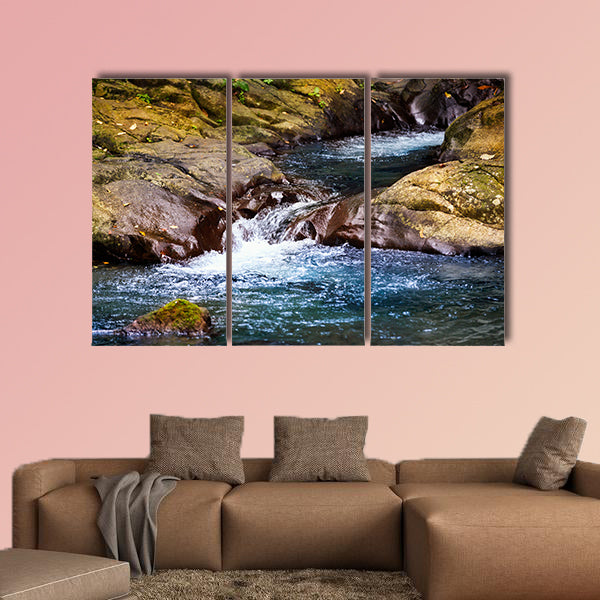 Stream in rain forest with little Waterfalls multi panel canvas wall art multi panel canvas wall art