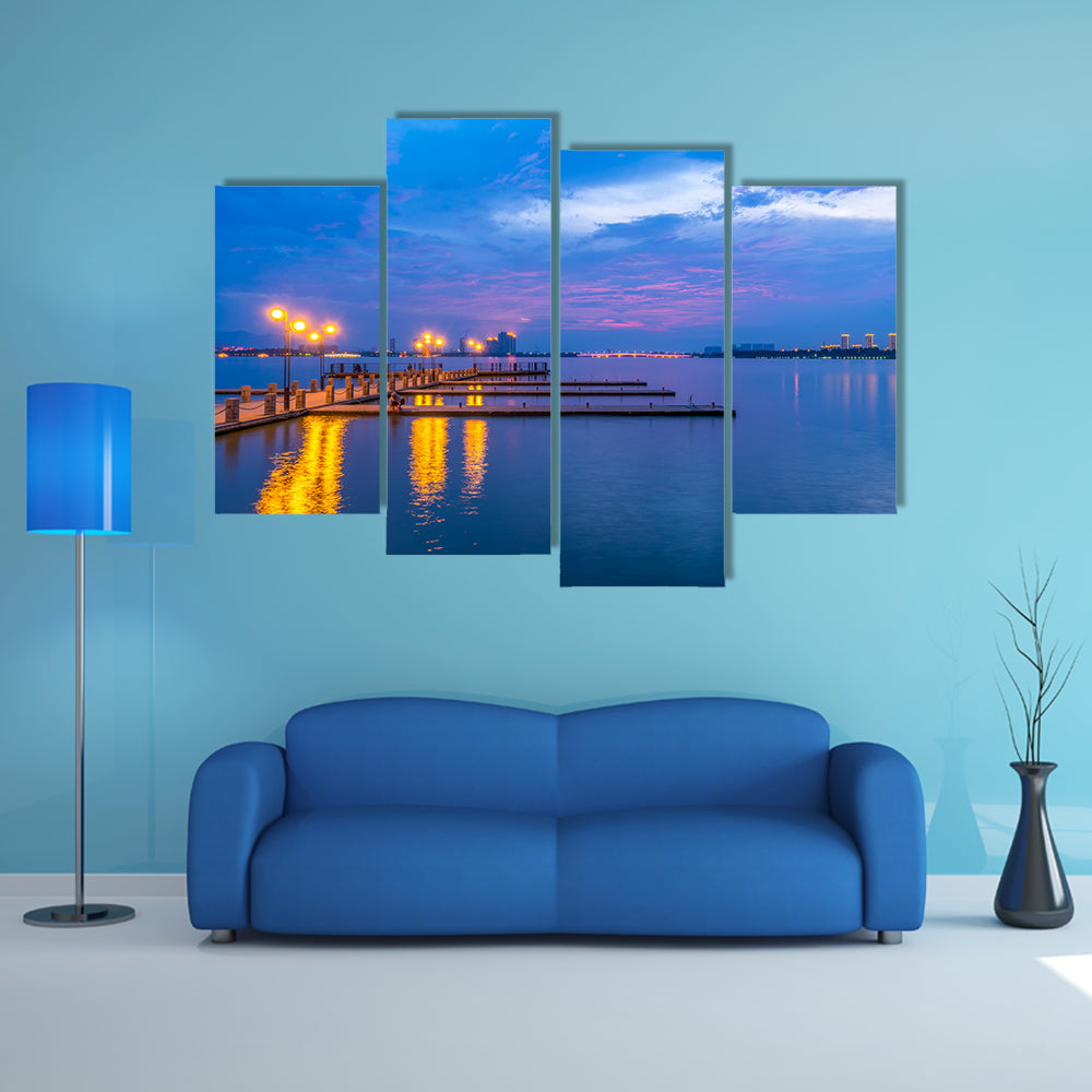 Yixing Shiqiao Lake view multi panel canvas wall art