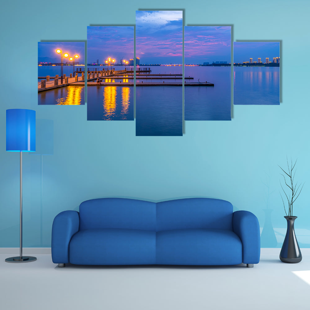 Yixing Shiqiao Lake view multi panel canvas wall art