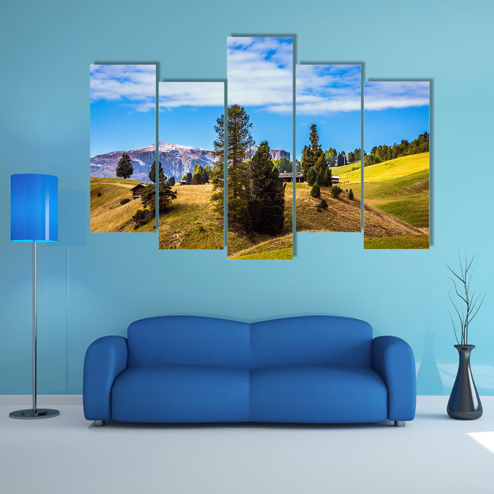 The Alps di Siusi, a well-known international ski resort in the fall multi panel canvas wall art