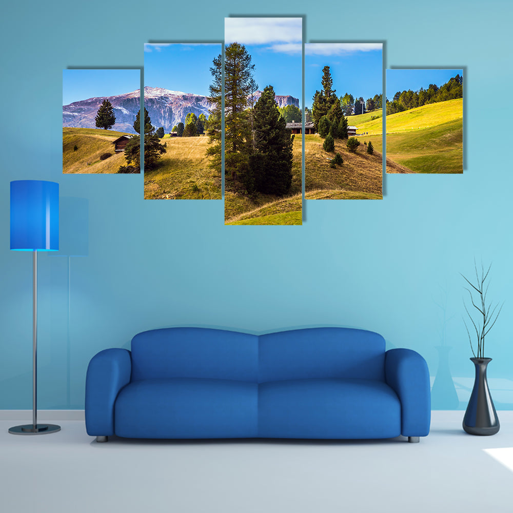 The Alps di Siusi, a well-known international ski resort in the fall multi panel canvas wall art