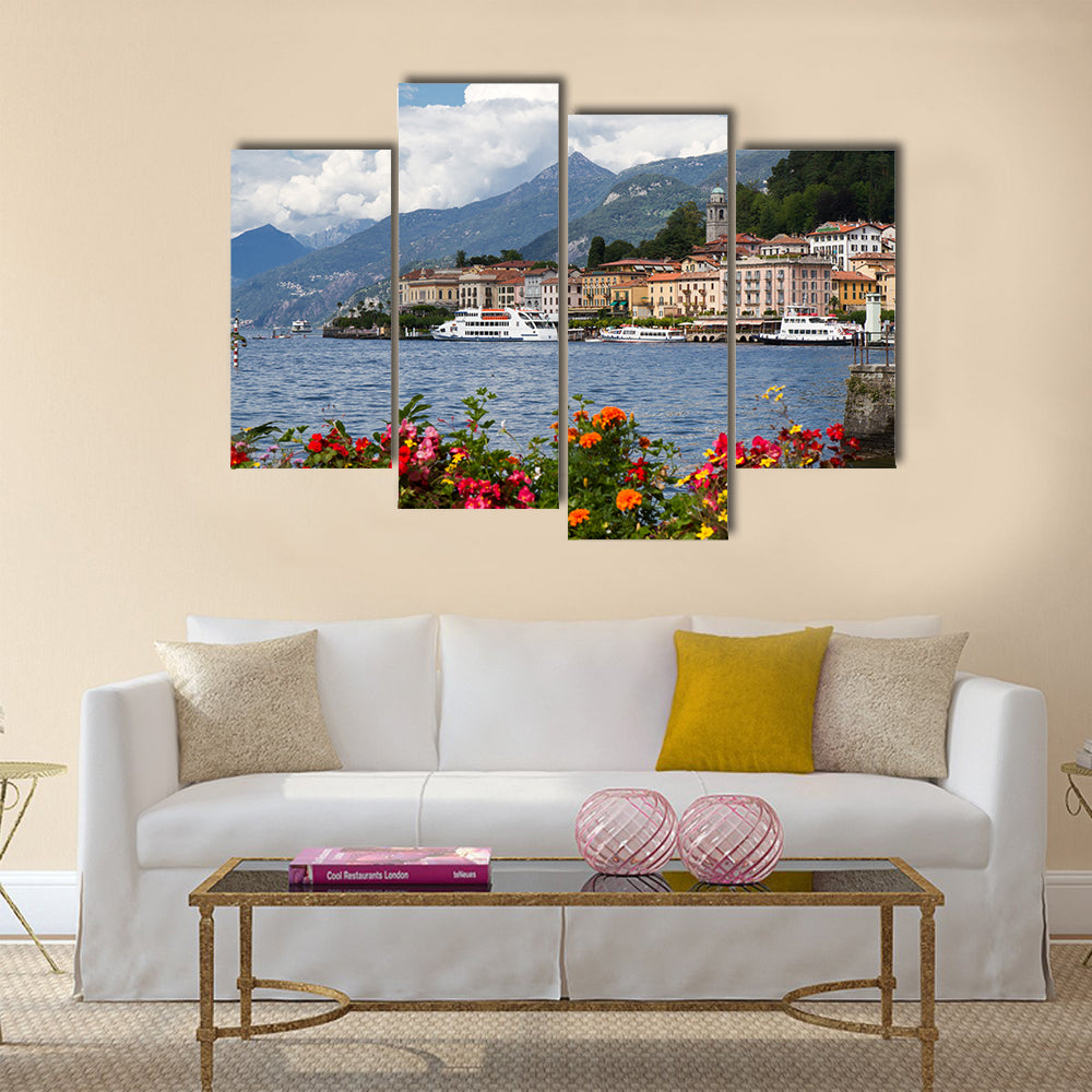The small town of Belaggio at lake Como in Italy multi panel canvas wall art