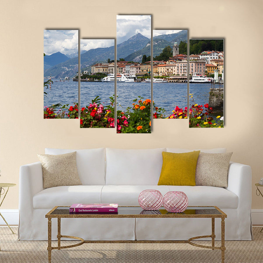The small town of Belaggio at lake Como in Italy multi panel canvas wall art