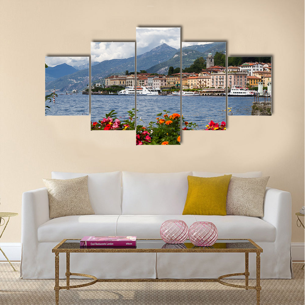The small town of Belaggio at lake Como in Italy multi panel canvas wall art