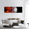 Baseball at high speed catching fire and burning with cracks Panoramic Canvas Wall Art