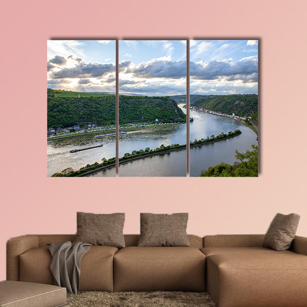 Rhine valley Landscape and Sankt Goarshausen multi panel canvas wall art