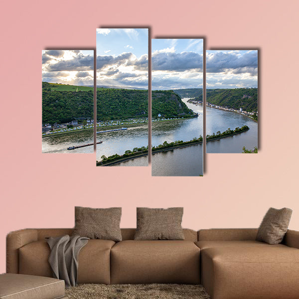 Rhine valley Landscape and Sankt Goarshausen multi panel canvas wall art