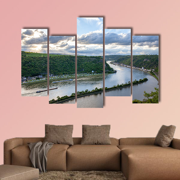 Rhine valley Landscape and Sankt Goarshausen multi panel canvas wall art