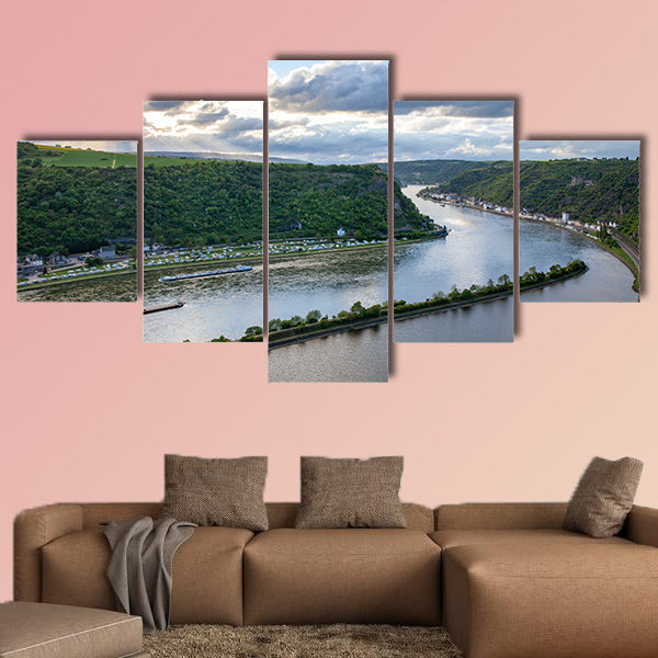 Rhine valley Landscape and Sankt Goarshausen multi panel canvas wall art