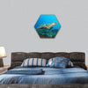 Hawksbill Turtle swimming over a coral reef, Mexico hexagonal canvas wall art