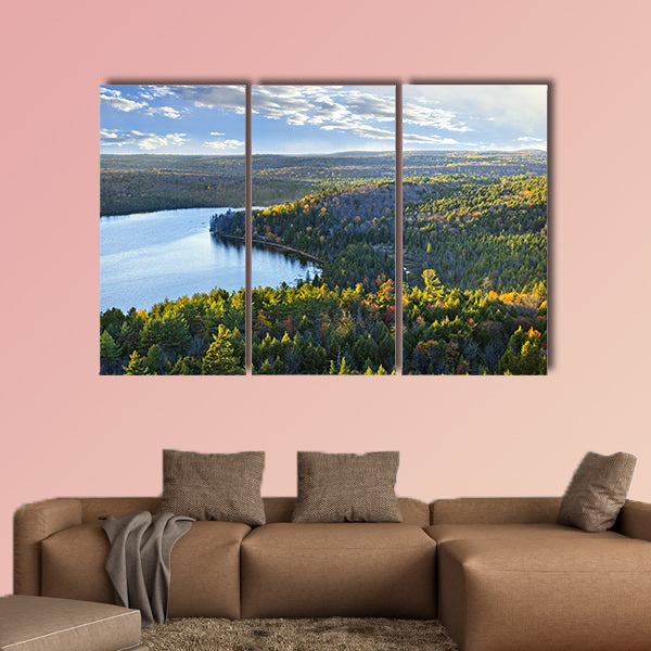 Fall forest and lake with colorful trees in Algonquin Park, wall art