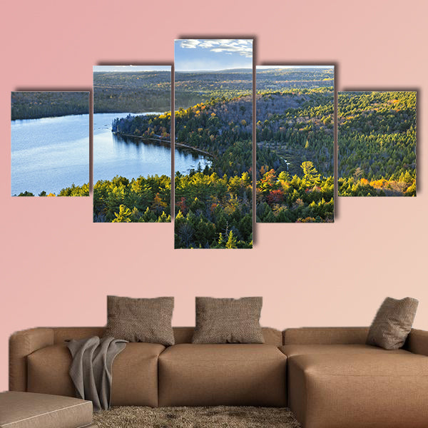 Fall forest and lake with colorful trees in Algonquin Park, wall art