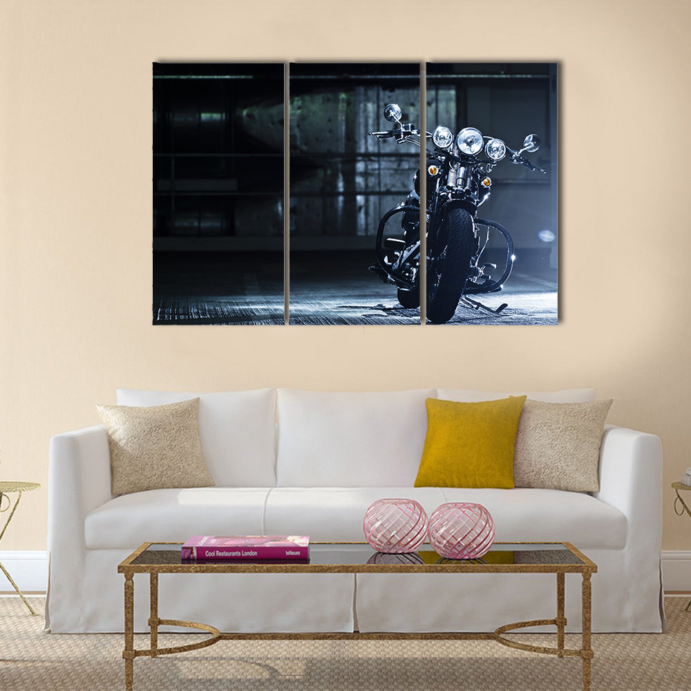 motorbike in the garage Multi panel canvas wall art