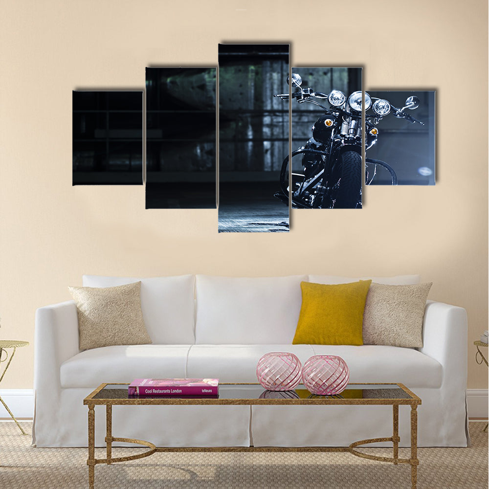 motorbike in the garage Multi panel canvas wall art