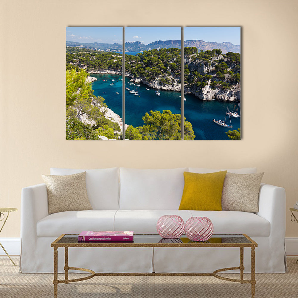 Calanques of Port Pin in Cassis in France multi panel canvas wall art