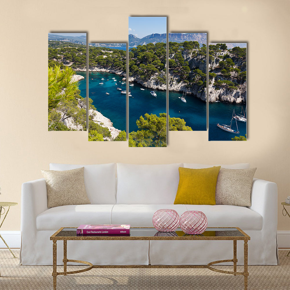Calanques of Port Pin in Cassis in France multi panel canvas wall art