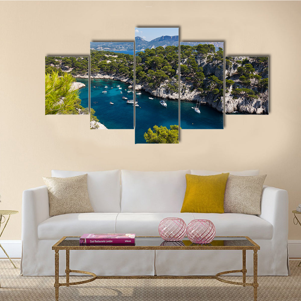 Calanques of Port Pin in Cassis in France multi panel canvas wall art