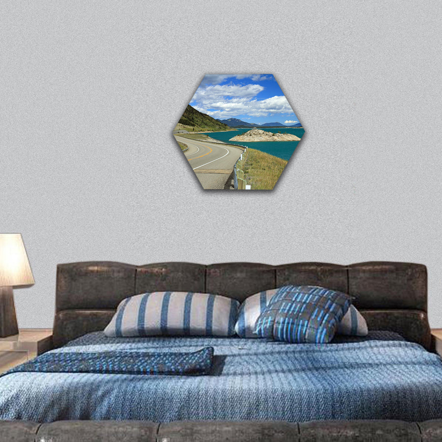 Winding Road and Lake Canada hexagonal canvas wall art