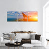 Wolf on a mountain top Panoramic Canvas Wall Art