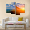 Wolve on a mountain top Multi Panel Canvas Wall Art