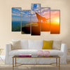 Wolve on a mountain top Multi Panel Canvas Wall Art