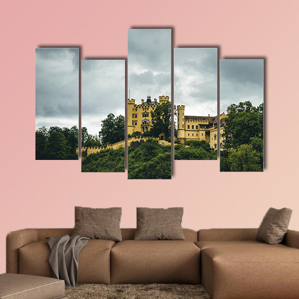 Castle called Hohenschwangau in Bavaria multi panel canvas wall art