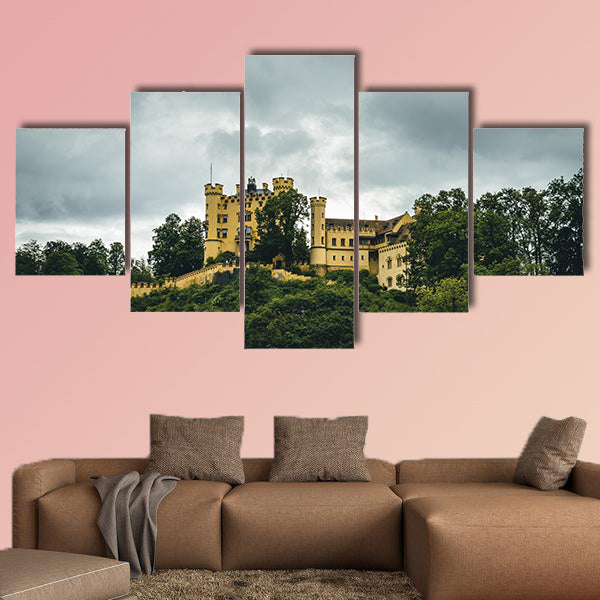 Castle called Hohenschwangau in Bavaria multi panel canvas wall art