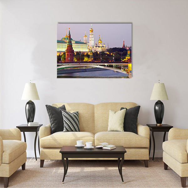 View of Moscow Kremlin in dusk. Russia Multi panel canvas wall art