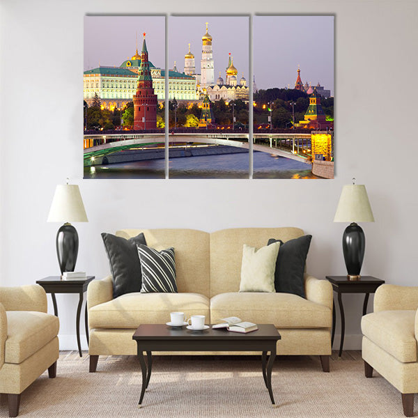 View of Moscow Kremlin in dusk. Russia Multi panel canvas wall art
