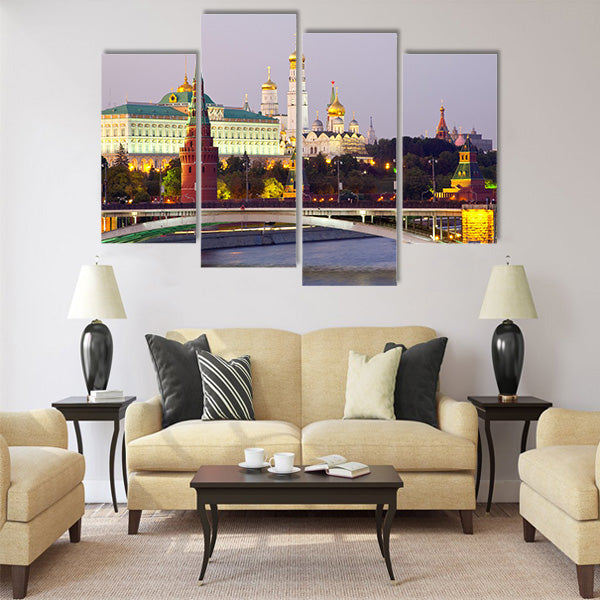 View of Moscow Kremlin in dusk. Russia Multi panel canvas wall art
