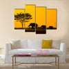 Group of elephant in thailand multi panel canvas wall art